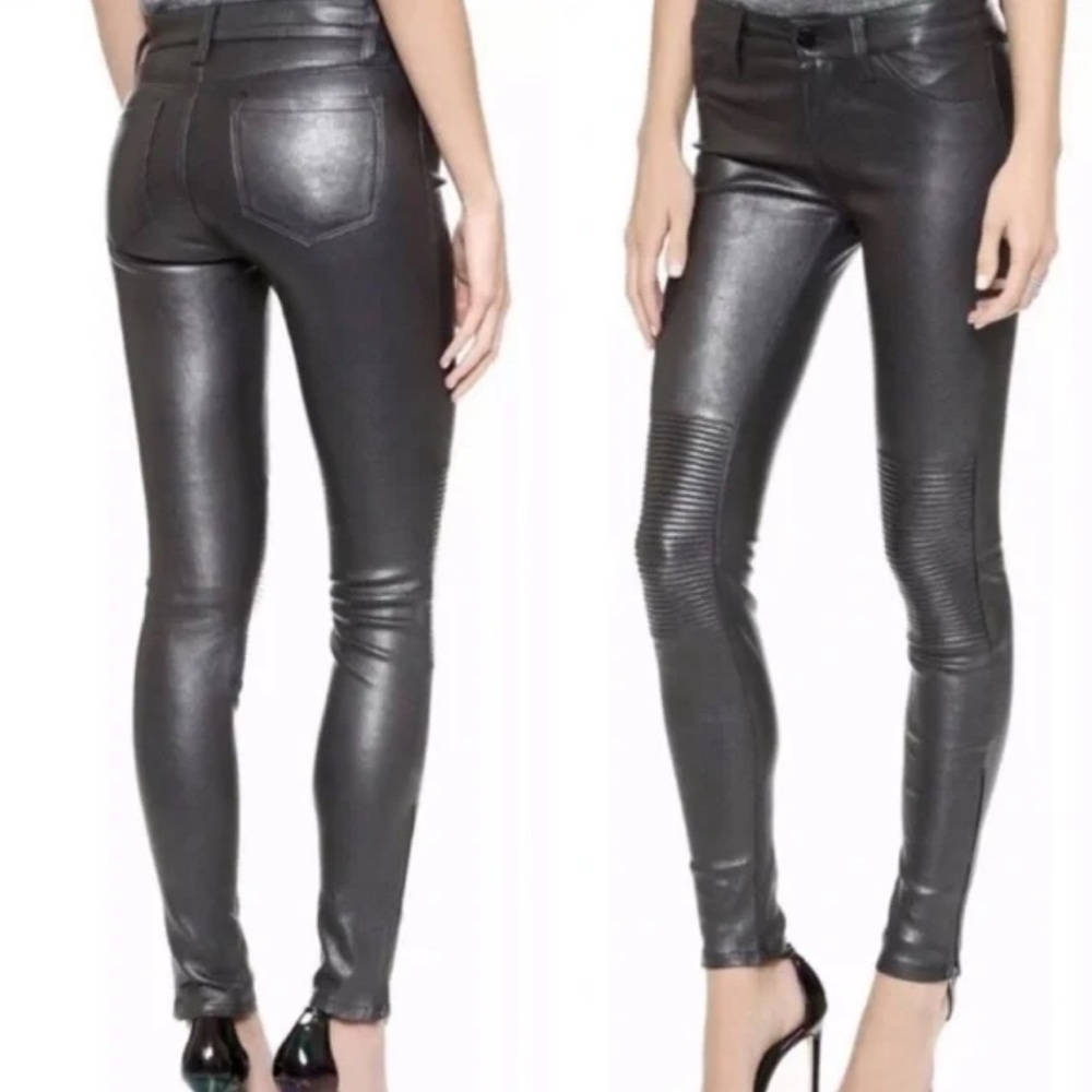NWT J Brand 100% lambskin Leather Moto Pants — Size 27 (Retail $1,200+)